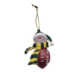 NFL Green Bay Packers Snowman Christmas Ornament Football Scarf Green Gold